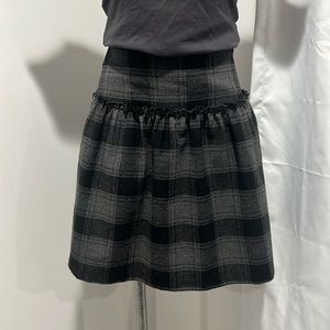NWT AQUA PLAID FIT AND FLARE SKIRT BLACK & GRAY SIZE XS